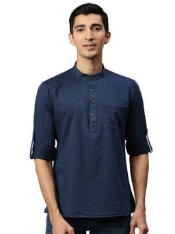 Manyavar - Men's Blue Short Kurta