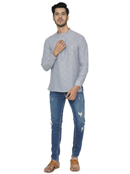Manyavar - Grey Solid Short Kurta