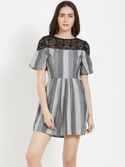 MISH - Grey Fit And Flare Mini Dress