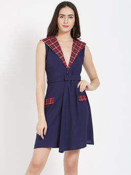 MISH - Navy Blue Fit And Flare Mini Dress