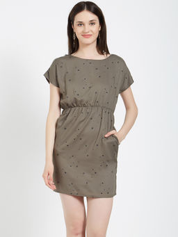 MISH - Olive Fit And Flare Mini Dress