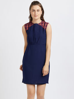 MISH - Navy Blue Fit And Flare Mini Dress