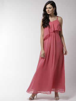 MISH - Pink Solid Maxi Dress