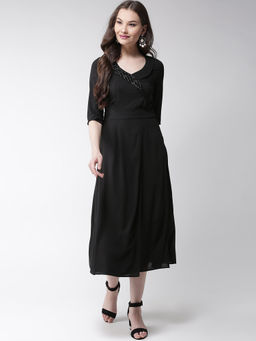 MISH - Black Solid Midi Dress