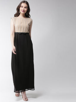 MISH - Beige Solid Maxi Dress