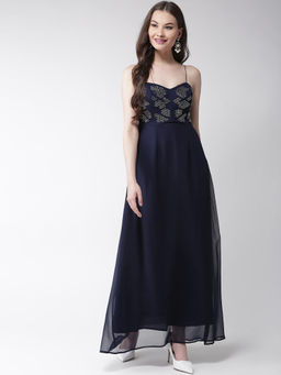 MISH - Navy Blue Solid Maxi Dress