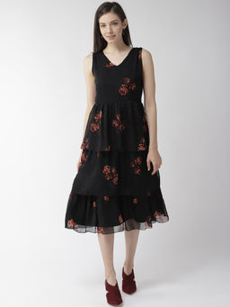 MISH - Black Floral Midi Dress