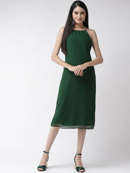 MISH - Green Solid Midi Dress