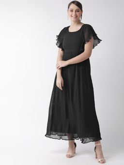 MISH - Black Ruffled Sleeve Maxi Dress