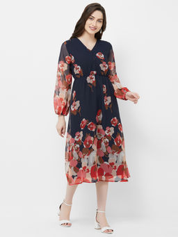 MISH - Navy Blue Balloon Sleeve Dress
