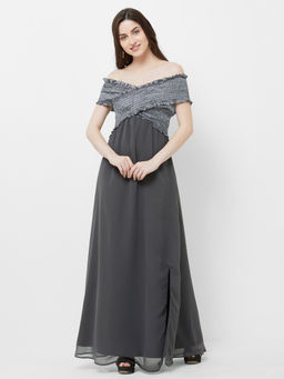 MISH - Grey Short Sleeve Maxi Dress