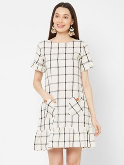 MISH - Off White Checks Dress