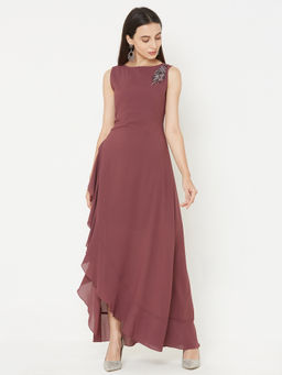 MISH - Maroon Solid Dress