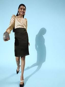 MISH - Beige Sweetheart Neckline Sheath Dress