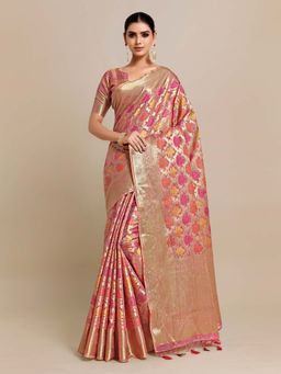 Mimosa - Women Banarasi Art Silk Saree With Blouse Piece