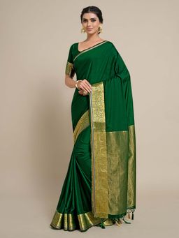 Mimosa - Women Mysore Silk Crepe Saree with Unstiched Blouse with Unstitched