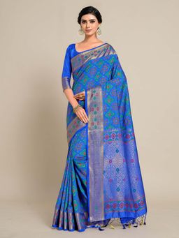 Mimosa - Women Kanjivaram Art Silk Saree with Unstiched Blouse with Unstitched