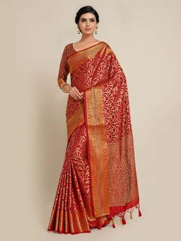 Mimosa - Women Kanjivaram Art Silk Saree with Unstiched Brocade Blouse with Unstitched