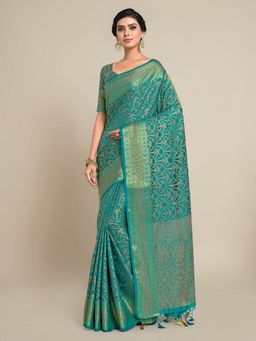 Mimosa - Women Kanjivaram Art Silk Saree with Unstiched Brocade Blouse with Unstitched