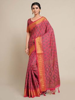 Mimosa - Women Kanjivaram Art Silk Saree with Unstiched Brocade Blouse with Unstitched