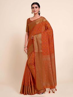 Mimosa - Women Kanjivaram Art Silk Saree with Unstiched Brocade Blouse with Unstitched