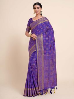 Mimosa - Women Kanjivaram Art Silk Saree with Unstiched Brocade Blouse with Unstitched