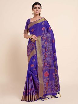 Mimosa - Women Kanjivaram Art Silk Saree with Unstiched Brocade Blouse with Unstitched