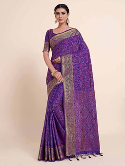 Mimosa - Women Kanjivaram Art Silk Saree with Unstiched Brocade Blouse with Unstitched