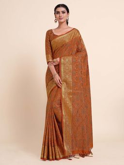 Mimosa - Women Kanjivaram Art Silk Saree with Unstiched Brocade Blouse with Unstitched