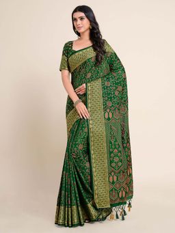 Mimosa - Women Kanjivaram Art Silk Saree with Unstiched Brocade Blouse with Unstitched