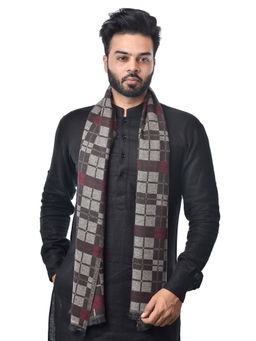 Mizash - Men Cashmere Wool Muffler or Stole Jacquard Designer Woven Muffler