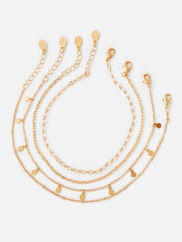Accessorize London - Gold Minimal Anklet (Pack of 4)