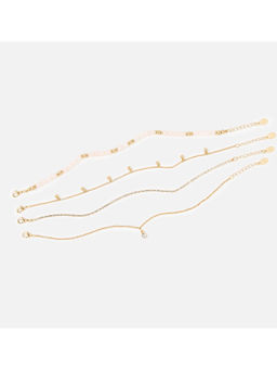 Accessorize London - Gold Minimal Anklet (Pack of 4)