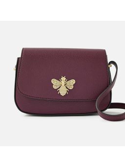 Accessorize London - Britney Bee Burgundy Solid Sling Bag