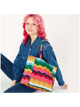 Accessorize London - Reversible Rainbow Multi-Color Solid Tote Bag for Women