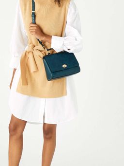 Accessorize London - Jessica Croc Bag Teal Patterned