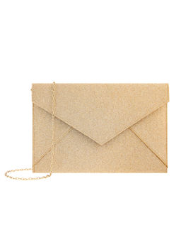 Accessorize London - Lily Glitter Envelope Gold Clutch Bag