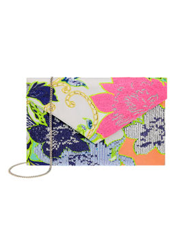 Accessorize London - Anna Neon Floral Envelope Clutch Bag