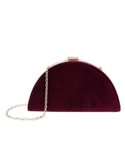 Accessorize London - Tanya Velvet Crescent Purple Clutch Bag