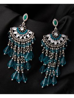Accessorize London - Ethnic Blue Faceted Bead Long Drop Earrings