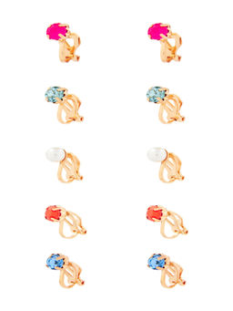 Accessorize London - Multi-Color Bright Gem Clip On Earring (Pack of 5)