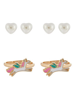 Accessorize London - Bff Ring And Earring Set Multi-Colour