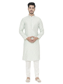 Manyavar - Mint Embellished/Sequined Kurta And Churidar (Set of 2)