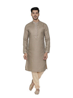 Manyavar - Olive Printed Kurta And Churidar (Set of 2)