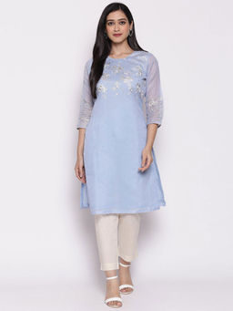 Biba - Blue Poly Cotton Kurti