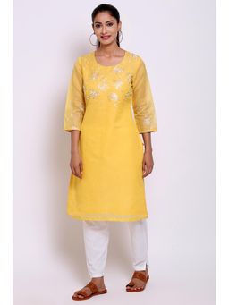 Biba - Yellow Printed Kurta