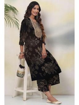 Biba - Black Straight Viscose Kurta