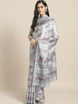 Sareemall - Blue Animal Print Printed Saree