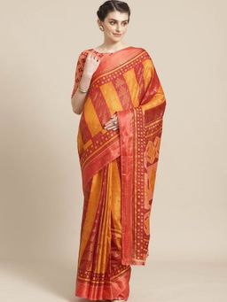 Sareemall - Maroon Geometric Printed Saree