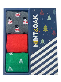 Mint & Oak - Redgreen&Merrycrewlengthpackof3Socksformen